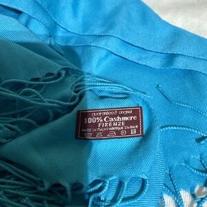 100% Teal Blue Solid Cashmere Firenze ‎ Shawl Scarf